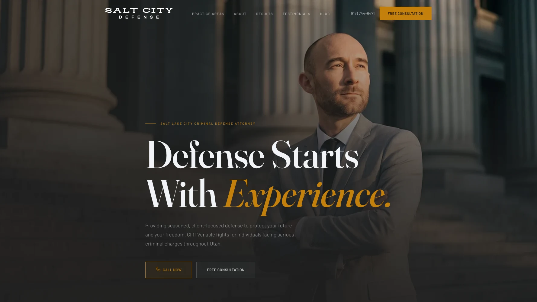 Rebuilt Salt City Defense homepage, full width